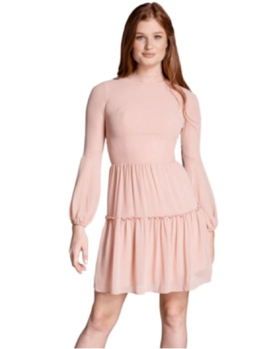 Dress the‎ Population Blush Pink Open Back Tiered Mini Dress NWT XXS